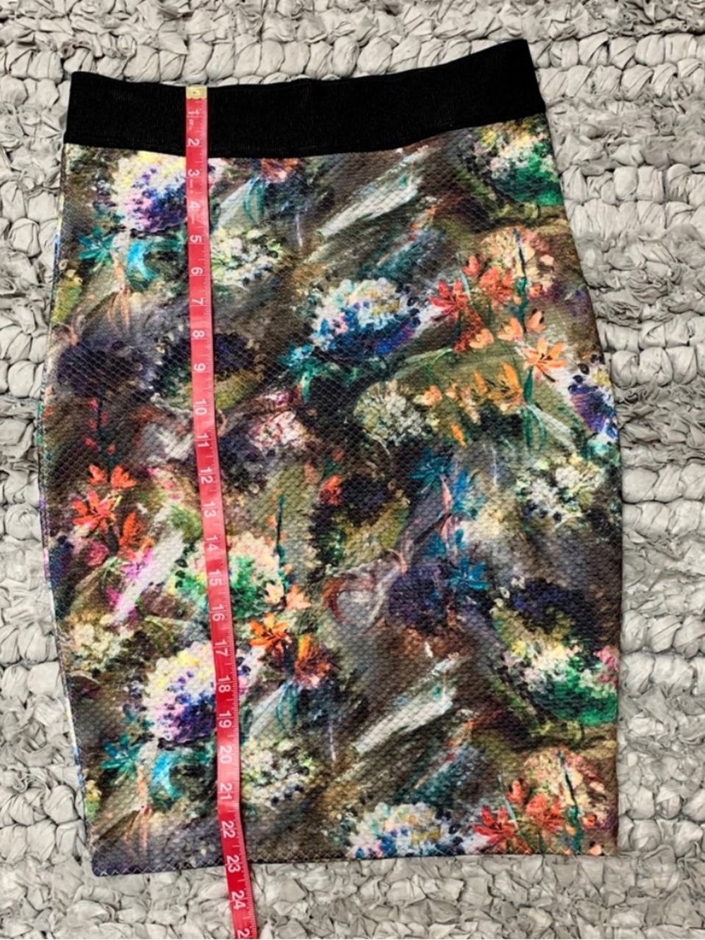 Margaret O’Leary floral watercolor design pencil skirt